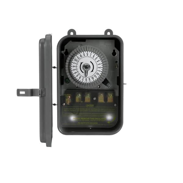 Woods 40-Amp 208-277-Volt DPST 24-Hour Mechanical Time Switch with Metal Outdoor Enclosure