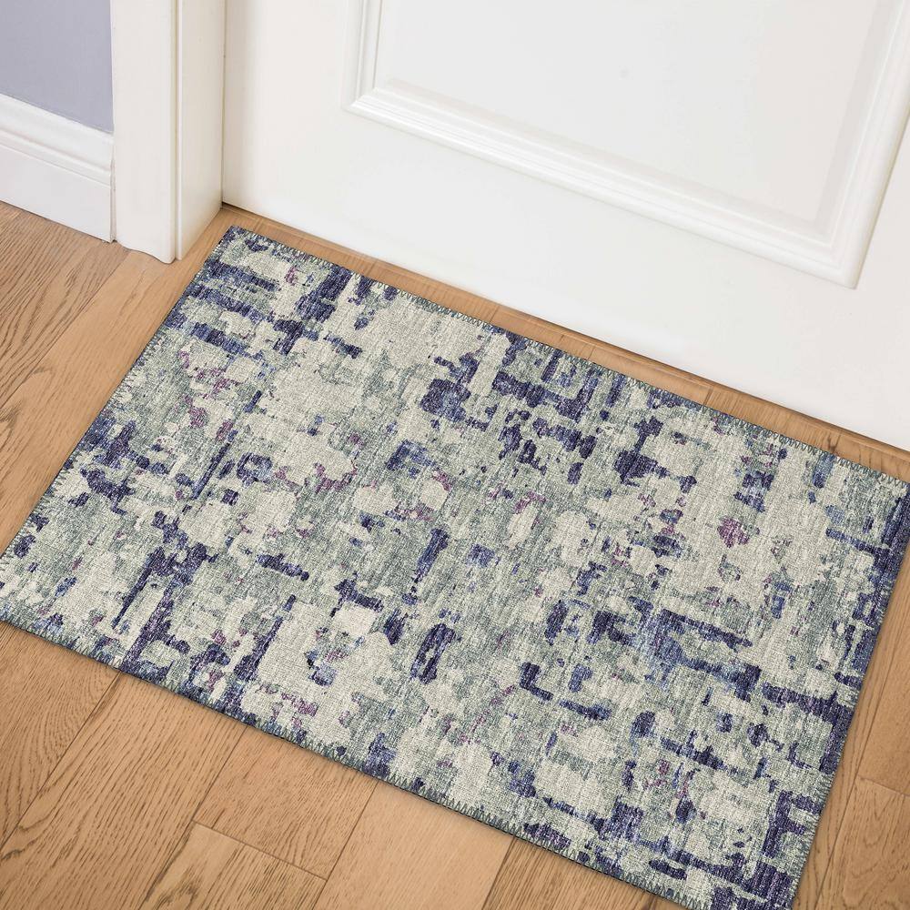 Purple Abstract Flat Woven Chenille Accent Rug 1'8" x 2'6"