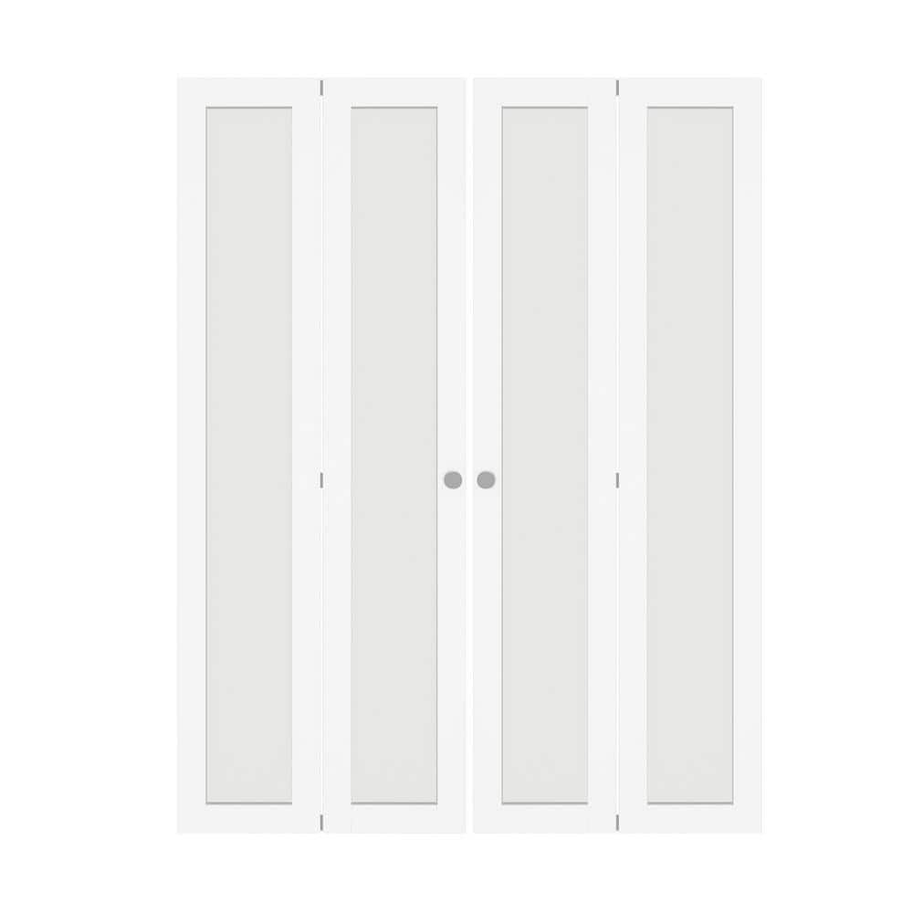 TENONER 60 in x 80 in (Double 30'' Doors)Three Frosted Glass Panel BiFold Interior Door, with