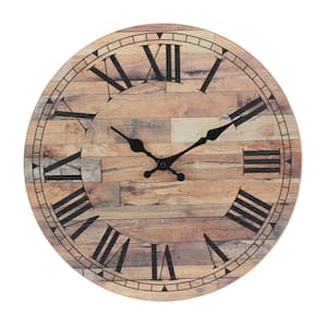 Natural Wood Roman Numeral Wall Clock