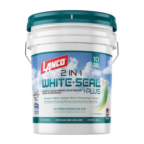 Lanco 5 Gal. White-Seal Plus 100% Acrylic Elastomeric Reflective Roof Coating with High UV-Ray Reflectance