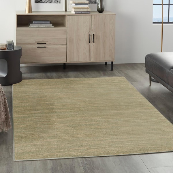 Essentials 4 ft. x 6 ft. Green Gold Abstract Contemporary Indoor/Outdoor Area Rug
