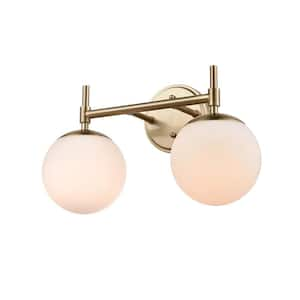 15.5 in. 2-Light Modern Gold Vanity Light