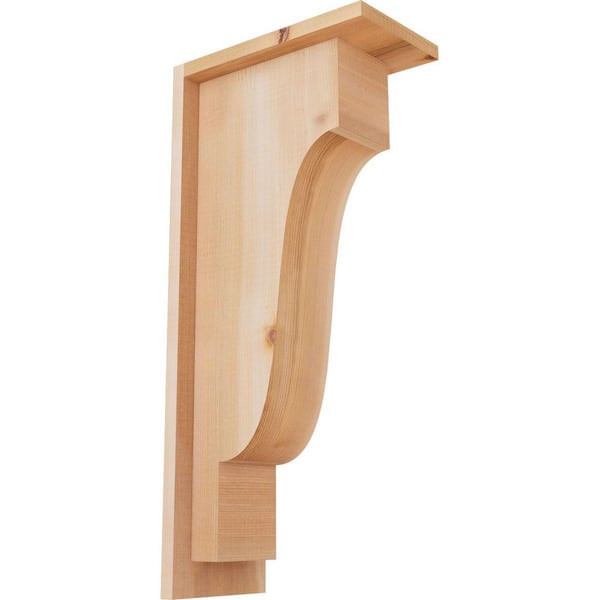 Ekena Millwork 5-1/2 in. x 10 in. x 22 in. Western Red Cedar Newport Smooth Corbel with Backplate