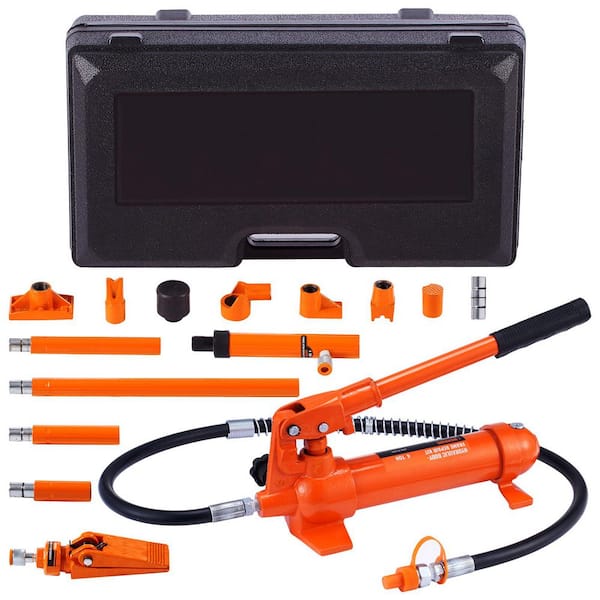 VEVOR 4-Ton Porta Power Kit, Portable Hydraulic Jack with 3.9 ft./1.2 m Oil Hose, Auto Body Frame Repair Kit with Storage Case
