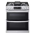 6.9 cu. ft. Smart Slide-In Double Oven Gas Range with ProBake and InstaView in PrintProof Stainless Steel