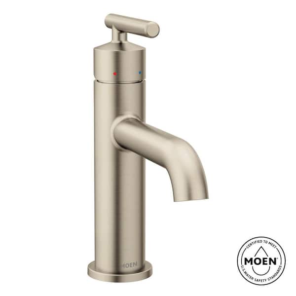 MOEN Gibson Single Hole Single-Handle Bathroom Faucet with Drain Assembly in Brushed Nickel