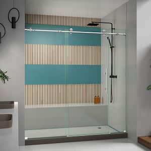 Enigma-X 68 in. to 72 in. x 76 in. Frameless Sliding Shower Door in Brushed Stainless Steel