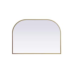 Simply Living 30 in. W x 42 in. H Arch Metal Framed Brass Mirror