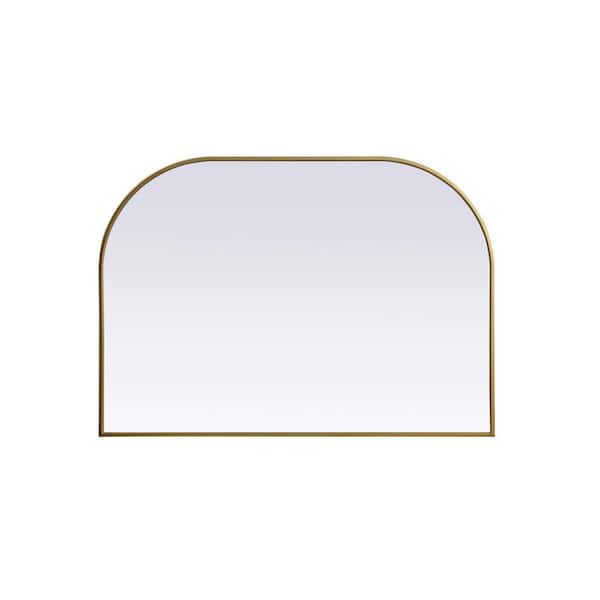 Unbranded Simply Living 42 in. W x 30 in. H Arch Metal Framed Brass Mirror