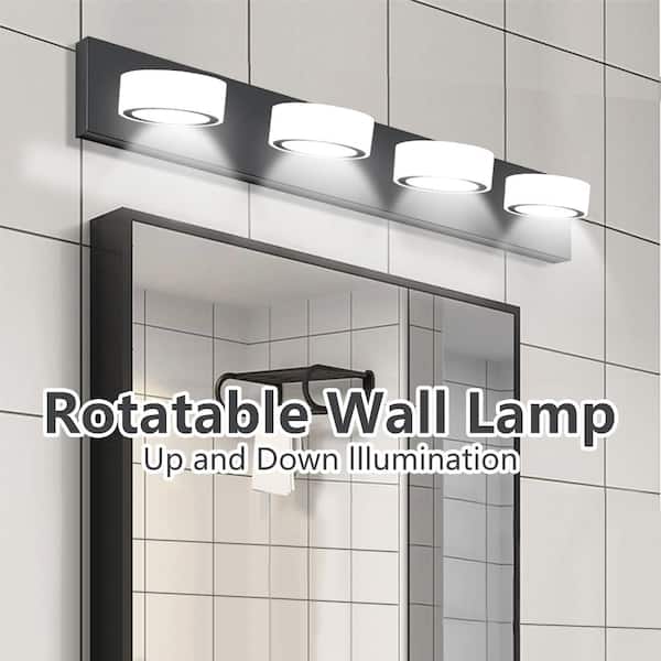 Jushua 4-Light Modern Black LED Vanity Lights, Acrylic Black