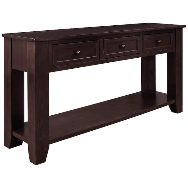 COWLOWN 55.1 in. W x 15 in. D x 30 in. H Bathroom Brown Linen Cabinet