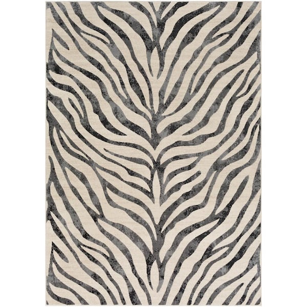 Livabliss Astvin Black 3 ft. 11 in. x 5 ft. 7 in. Animal Print Area Rug