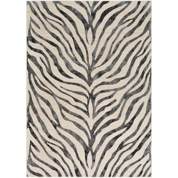Livabliss Astvin Black 7 ft. 10 in. x 10 ft. 3 in. Animal Print Area Rug