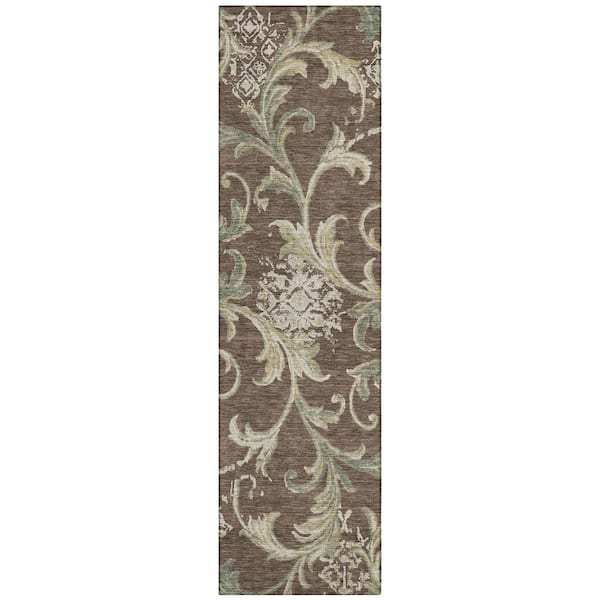 Chantille Machine Washable Indoor/Outdoor Abstract ACN3012 Coffee 2 ft. x 7 ft. Runner Rug