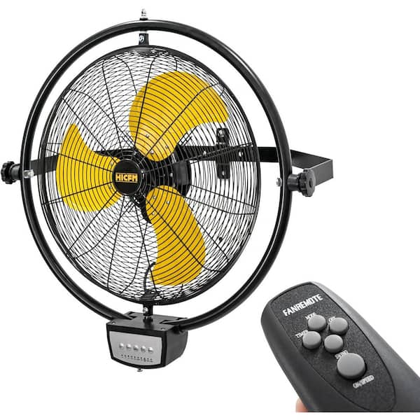 Unbranded 20 in. Black Wall-Mounted Fan, 5000 CFM with Manual/Remote, Timer, Oscillation and Tilting for Industrial/Commercial Use
