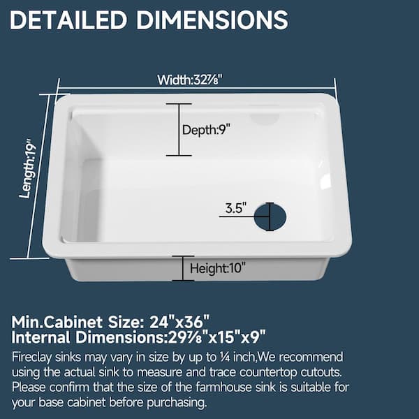 Kuomih Workstation Kitchen Sink 33 in. Drop-In Single Bowl White