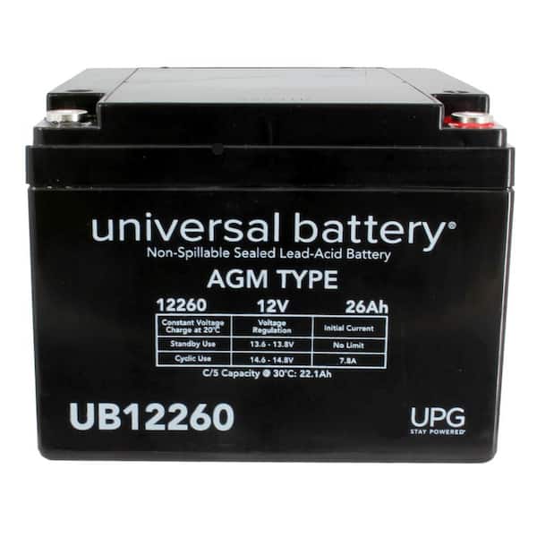 UPG 12-Volt 26 Ah AGM Rechargeable Battery w/I2 Terminals