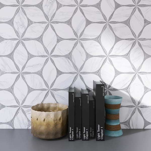 Corola Gray Hexagon 8.9 in. x 7.7 in. Matte Porcelain Tile Sample
