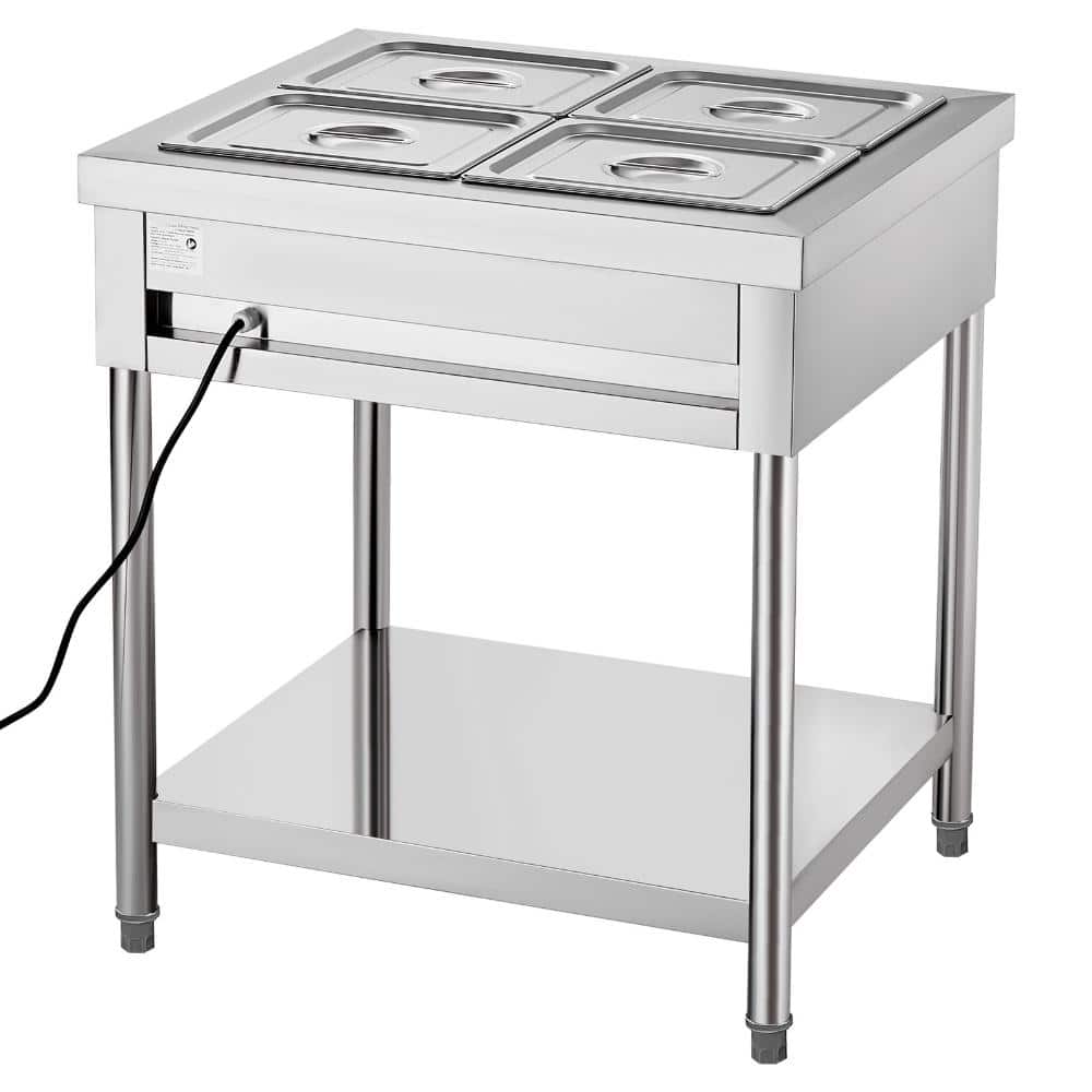 4-Pan Electric Steam Table Food Warmer 4 x 1/2 Pans 1500W Stainless Steel Buffet Server with Undershelf price history on PriceWatchPro