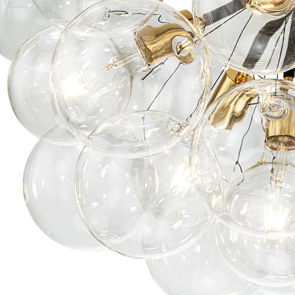 Y'INSP 24.8 in. 6-Light Black Modern Semi-Flush Mount With Clear