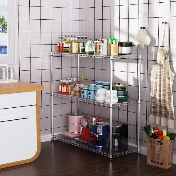 DUMOS 3-Tier Heavy Duty Metal Shelving Unit – Adjustable Wire Rack, Holds 250 Lbs Per Shelf – Storage For Kitchen, Garage, Pantry, Office
