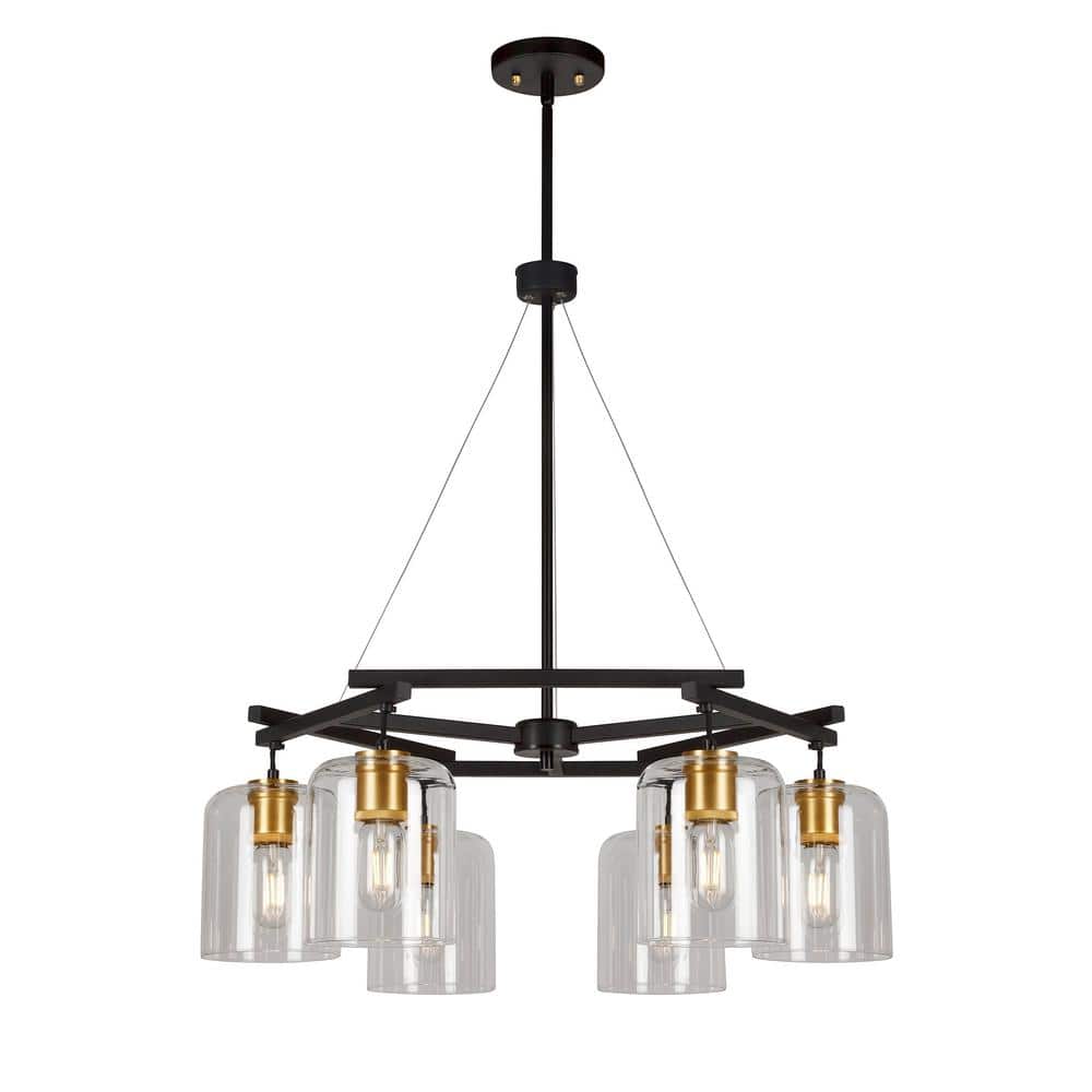 Tyrone 6-Light Black and Soft Gold Chandelier with Clear Glass price history on PriceWatchPro