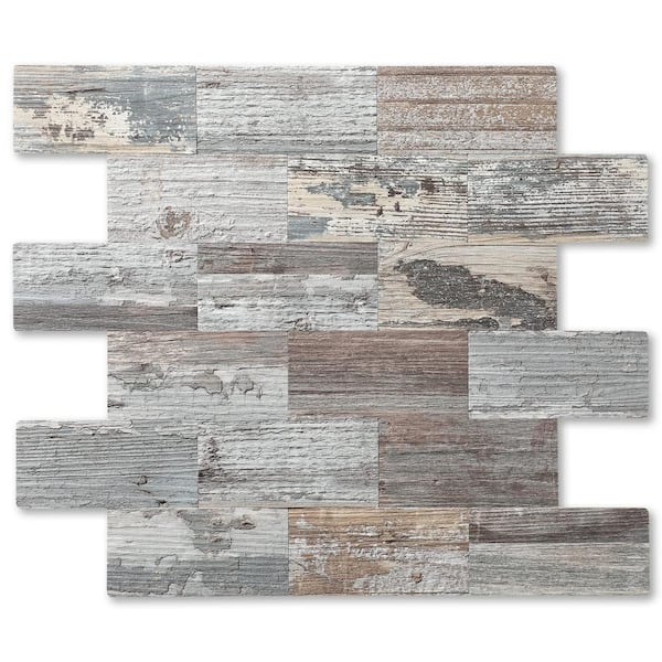 Yipscazo Village Wood Collection Ecru Rustic 12 in. x 12 in. PVC Peel and Stick Tile  (5 sq. ft./5-Sheets)
