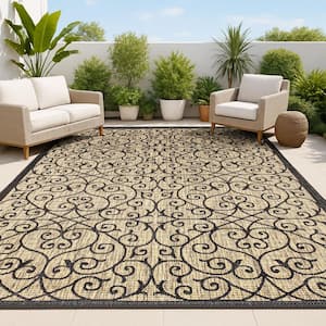 JONATHAN Y Madrid Vintage Filigree Black/Khaki 7 ft. 9 in. x