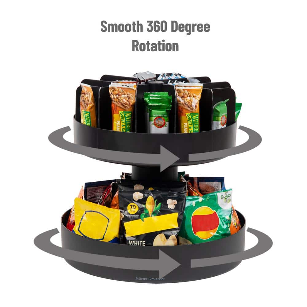360-Degree Black Plastic 2-Tier Granola Bar Storage Station