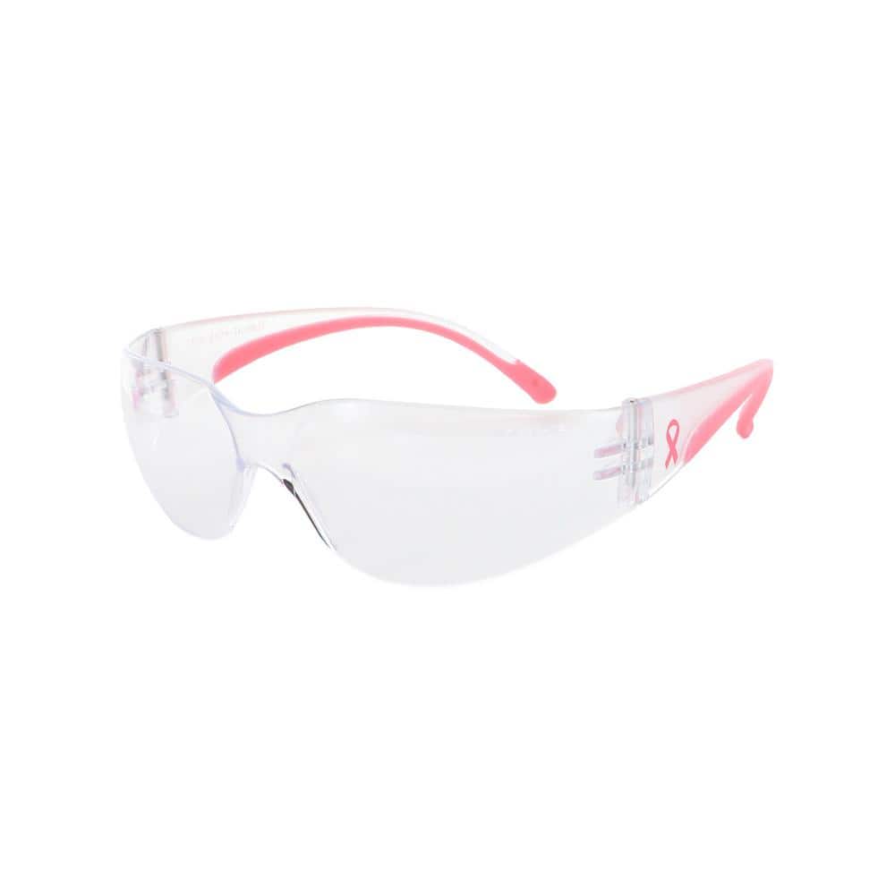 Eva Womens Clear/Pink Anti-Scratch Coating Petite Rimless Safety Glasses w