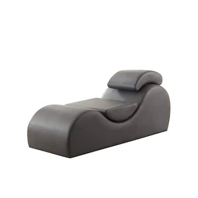 Braflin Gray Faux Leather Stretch Chaise Lounge Relaxation/Yoga Chair