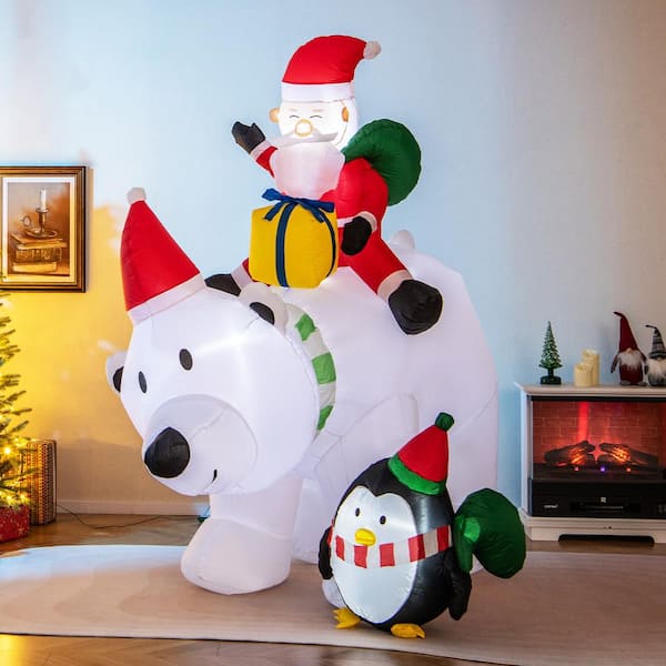 ANGELES HOME 7.5 ft.Inflatable Santa Claus Riding Bear with