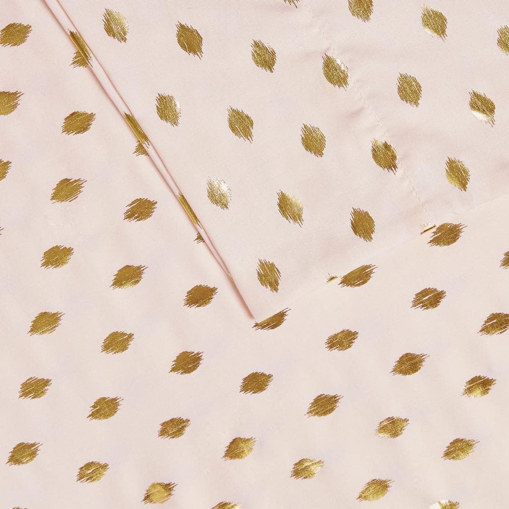 Blush and Gold Metallic Dot Queen Microfiber Sheet Set