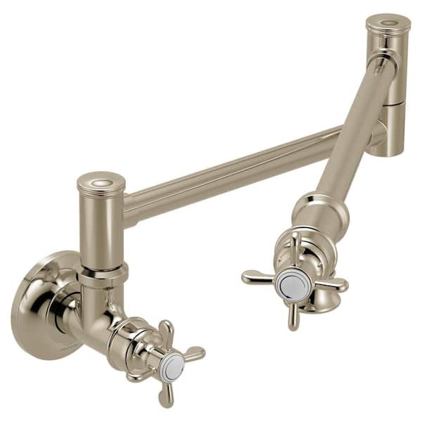 Weymouth Traditional Wall Mount Pot Filler Kitchen Faucet in Poilished Nickel