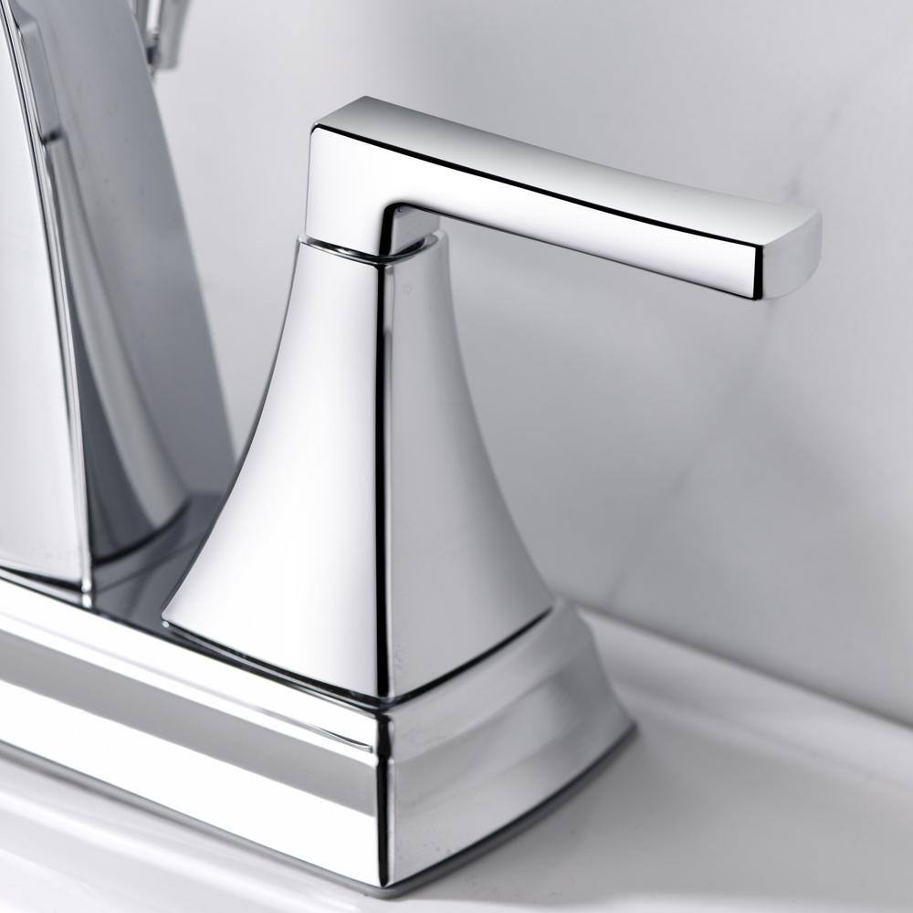Chrome Polished 2-Handle Centerset Bathroom Faucet with Drain Assembly