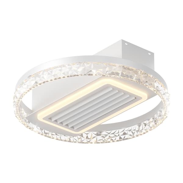 PUDO 20 in. Integrated LED Advanced Indoor Leafless Flush Mount White Ceiling Fan Light with Removable and Washable