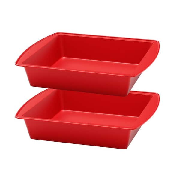 2 Pack Silicone Square Cake Pan Nonstick Food Grade Baking Mold for Brownie Cake Bread Pie Lasagna Dishwasher Safe