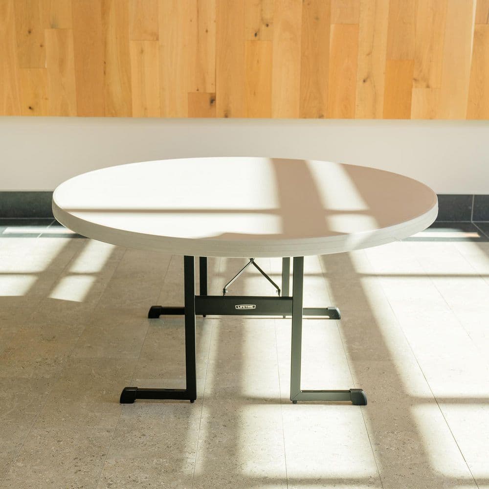Lifetime 60-Inch Round Putty Folding Table with Black Frame