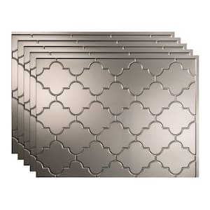 18.25 in. x 24.25 in. Monaco Vinyl Backsplash Panel in Brushed Nickel (5-Pack)