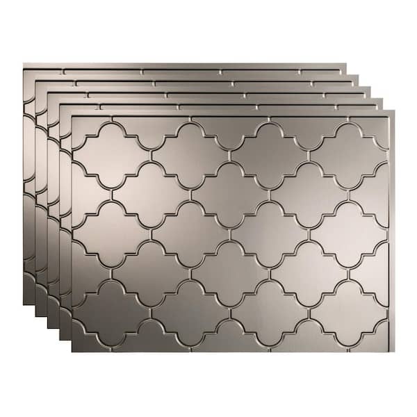 Fasade 18.25 in. x 24.25 in. Monaco Vinyl Backsplash Panel in Brushed Nickel (5-Pack)