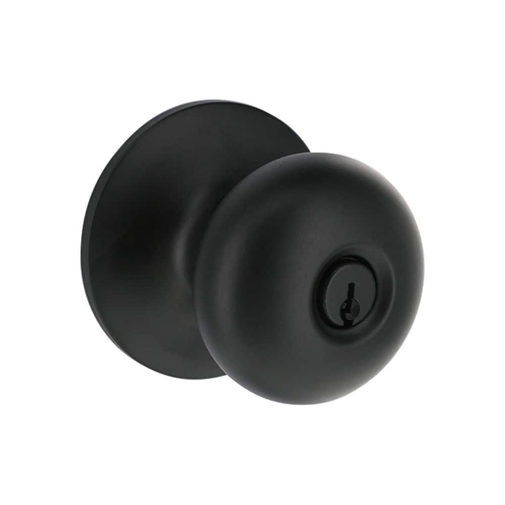 Defiant Round Matte Black Keyed Entry Door Knob 32TFX900B - The Home Depot