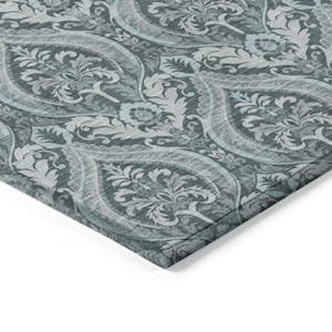 Teal 5 ft. x 8 ft. Woven Trellis Rectangle Indoor/Outdoor Area Rug