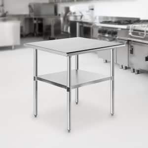 30 in. x 24 in. Stainless Steel Kitchen Utility Table with Bottom Shelf