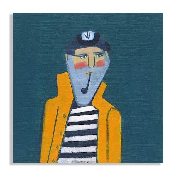 Melissa Van Hise Sailor with Orange Coat by Kate Mancini Unframed Canvas Art Print 22 in. x 22 in.