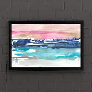 "Indigo Sunset I" by Jennifer Goldberger Framed with LED Light Abstract Wall Art 16 in. x 24 in.