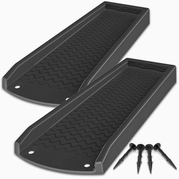 2-Pack 24 in. Black Downspout Splash Block, Rain Gutter Downspout Extensions with 4 Fixing Nails
