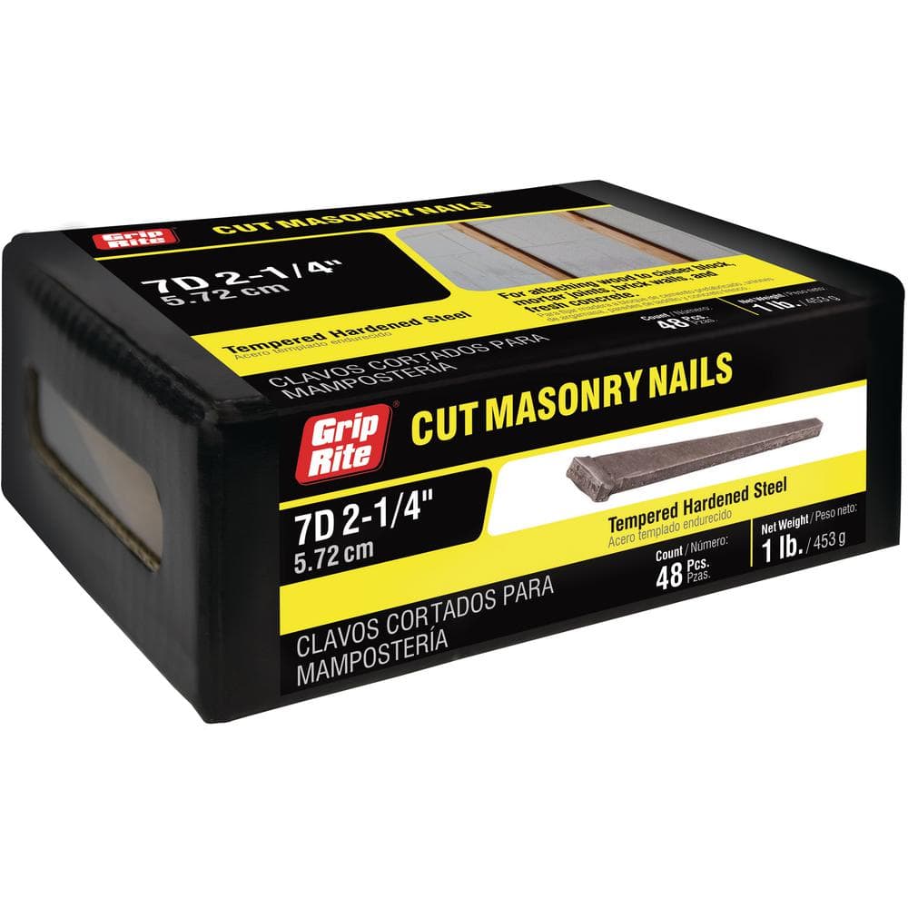 Grip-Rite 2-1/4 in. 7-penny Steel Cut Masonry Nails 1 lb. Box