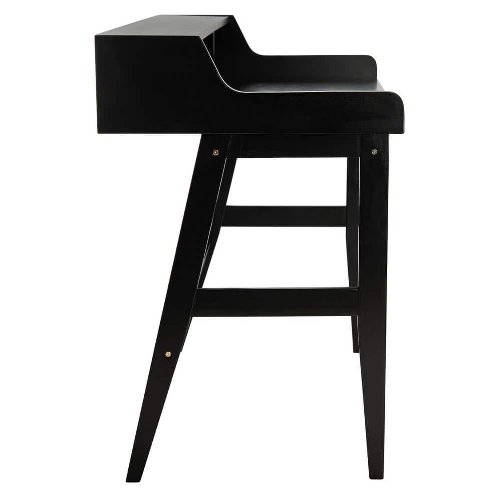 Industrial Mid-Century Matte Black Writing Desk with Shelves