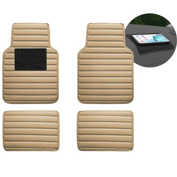 FH Group 17 in. x 26.5 in. All-Season Stripe Heavy-Duty Anti-Skid Backing Faux Leather Floor Mats